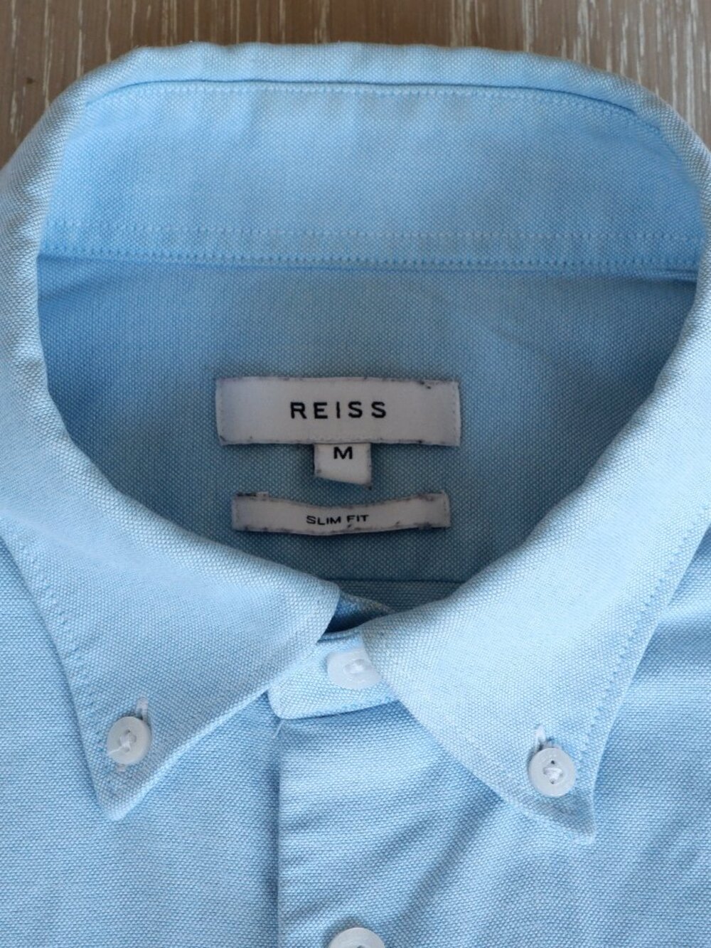 Reiss Smart Light Blue Oxford Mens Shirt - Size Medium Slim Fit - Picture 3 of 7